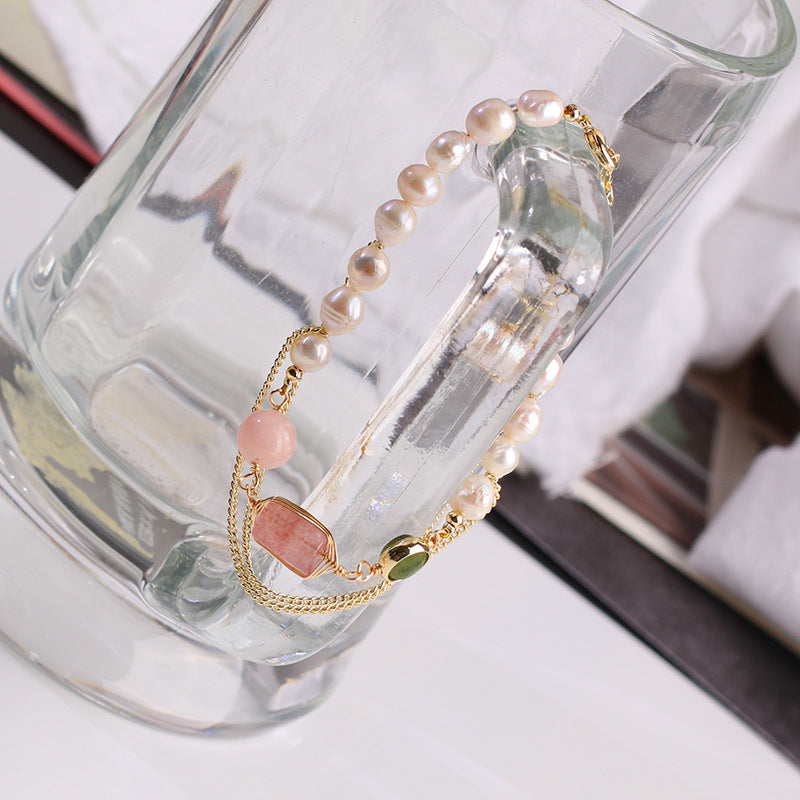 Freshwater Pearl Strawberry Crystal Bracelet