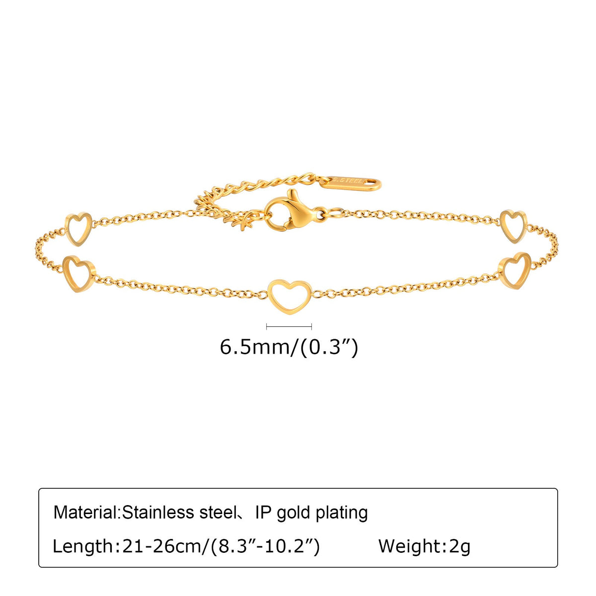Hollow Heart Shaped Love Anklets
