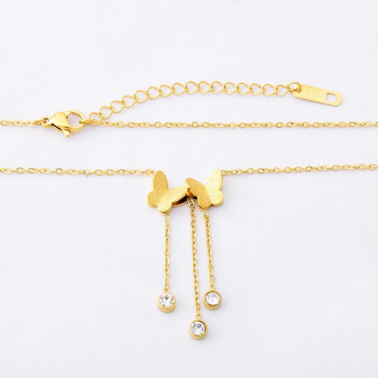Tassel Frosted Butterfly Anklet