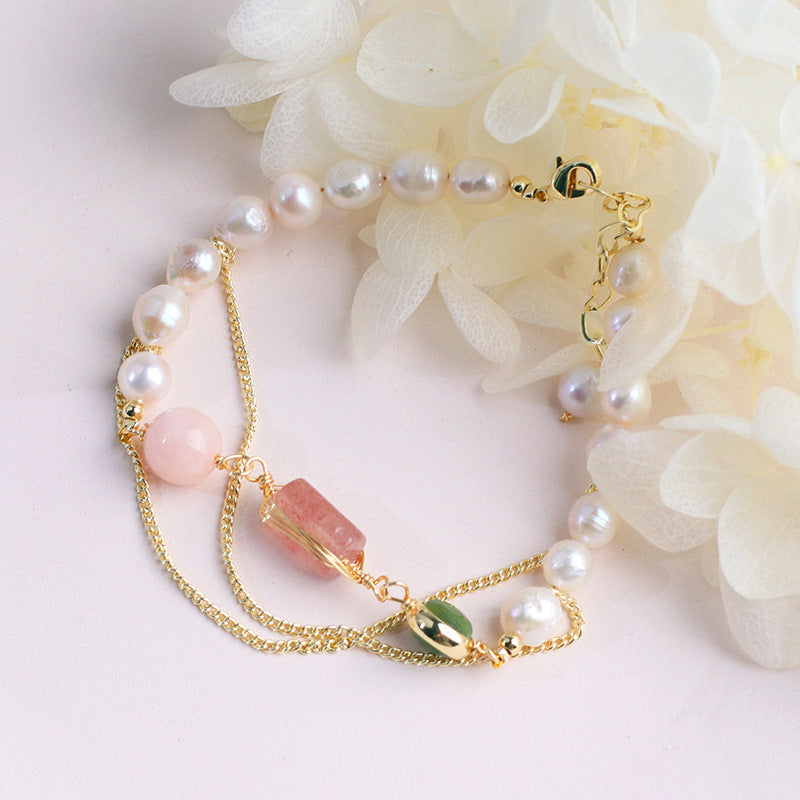 Freshwater Pearl Strawberry Crystal Bracelet