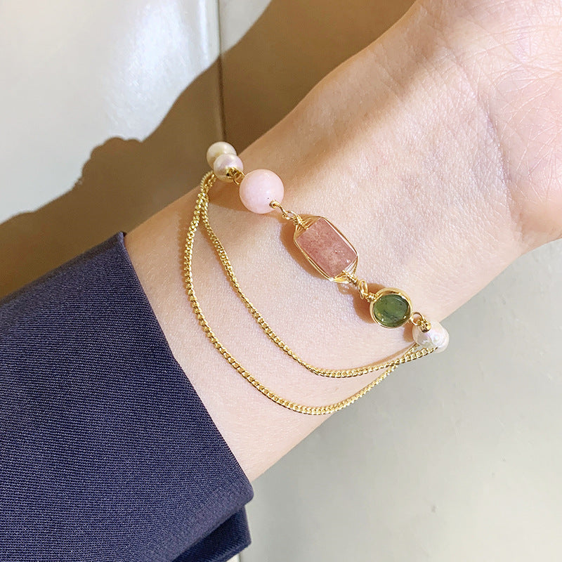 Freshwater Pearl Strawberry Crystal Bracelet