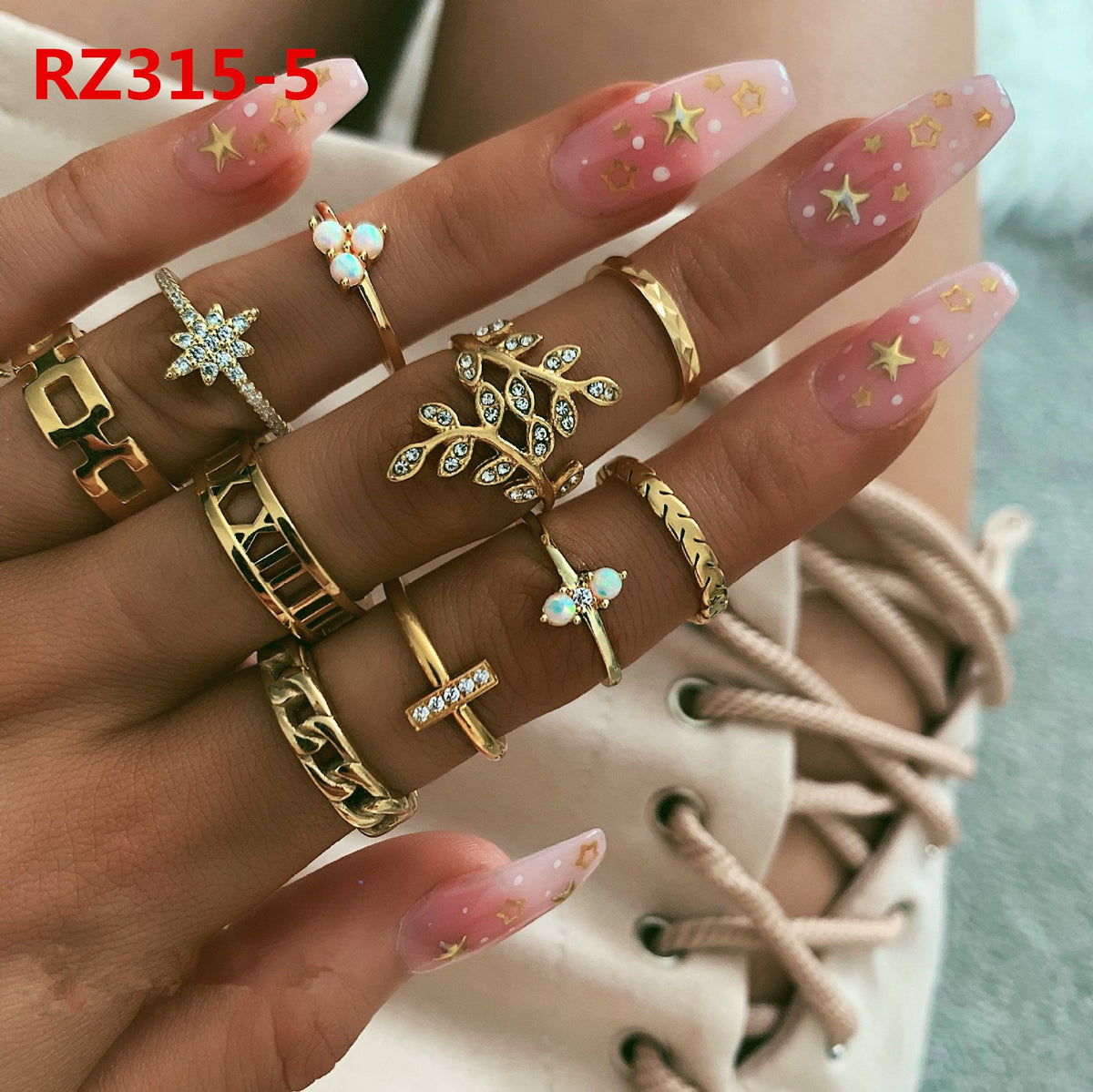 Diamond Bohemian Couple Ring Set