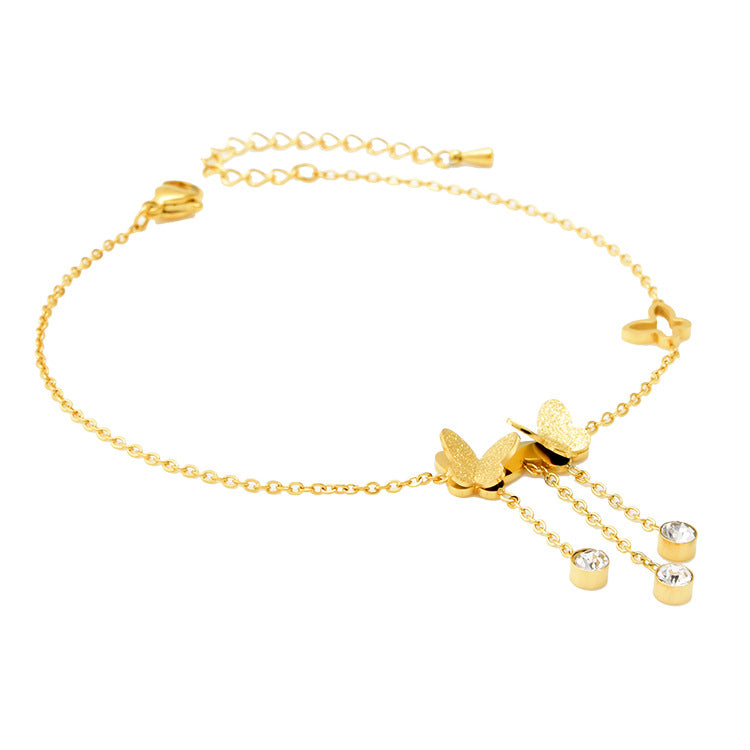 Tassel Frosted Butterfly Anklet