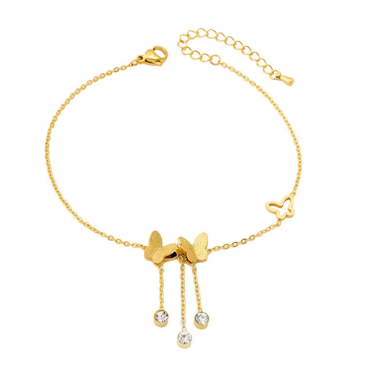 Tassel Frosted Butterfly Anklet