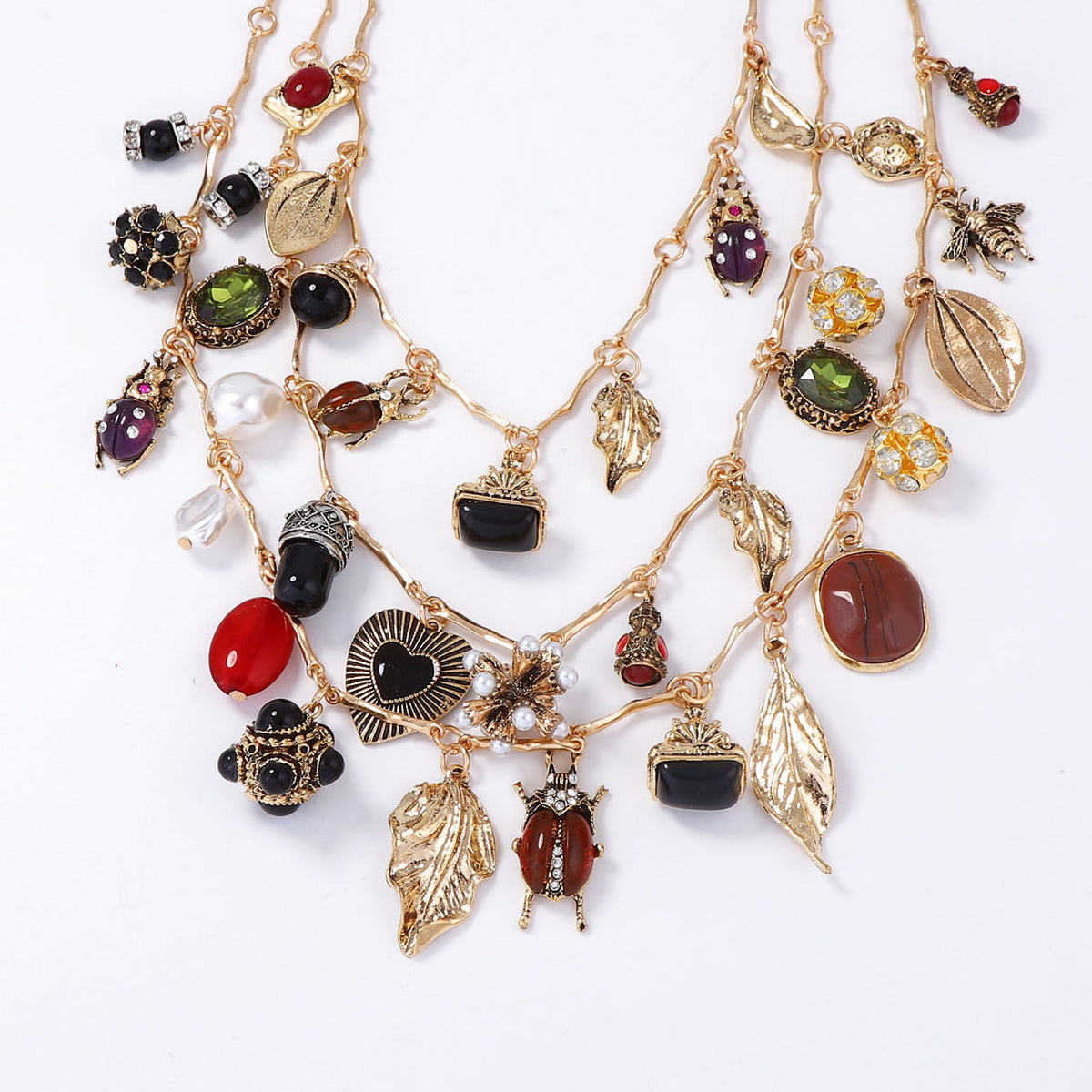 Multilayer Layered Stone Vintage Necklace