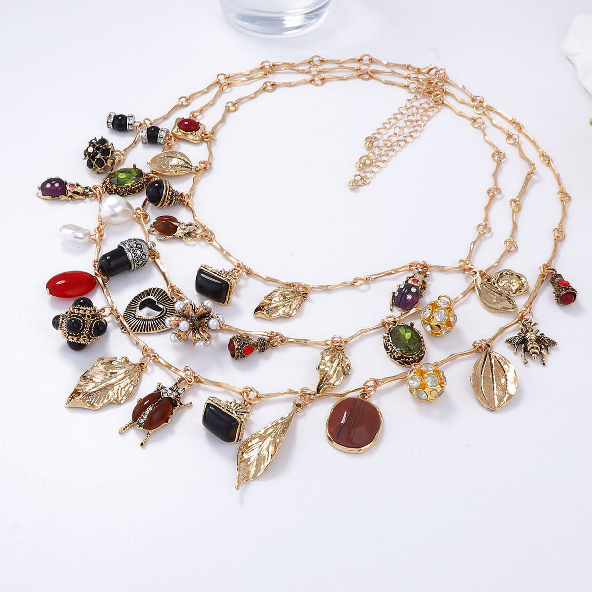 Multilayer Layered Stone Vintage Necklace