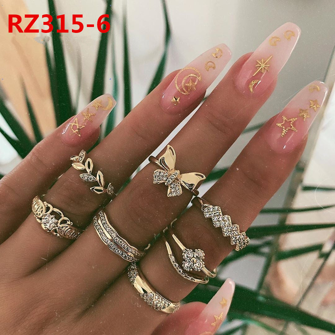 Diamond Bohemian Couple Ring Set