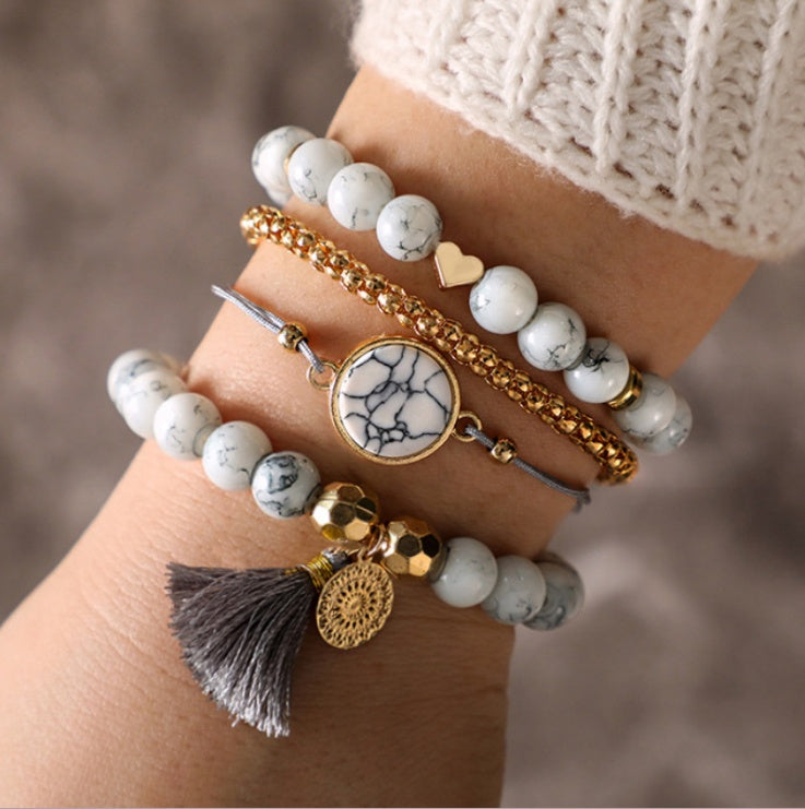 Hollow Fringed Pine Stone Bracelet