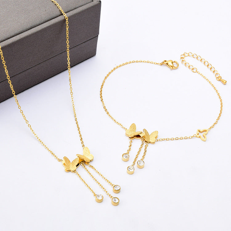 Tassel Frosted Butterfly Anklet