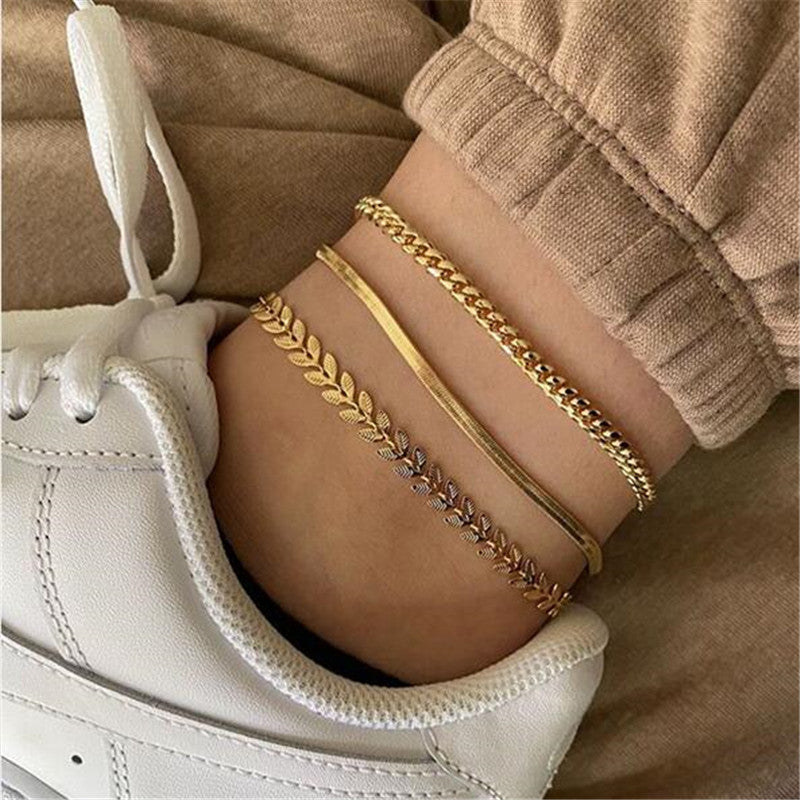 Chain Leaves Anklets