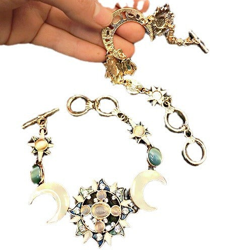 Sun Opal Moon Diamond Bracelet