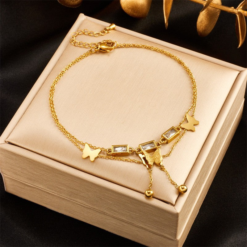 White Shell Life Tree Butterfly Anklet