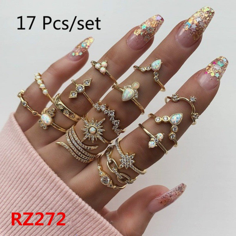 Diamond Bohemian Couple Ring Set