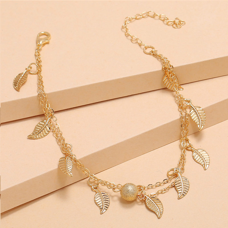 Frosted Round Bead Anklets