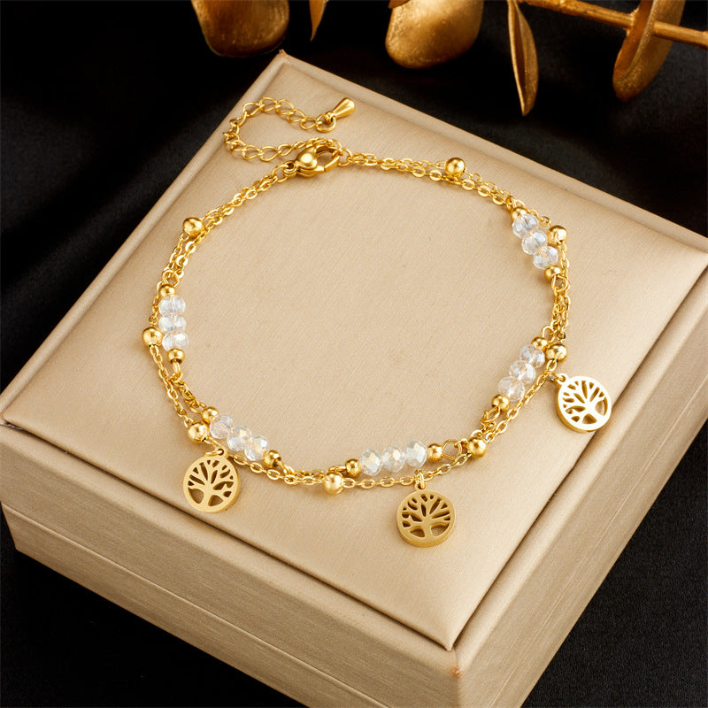 White Shell Life Tree Butterfly Anklet