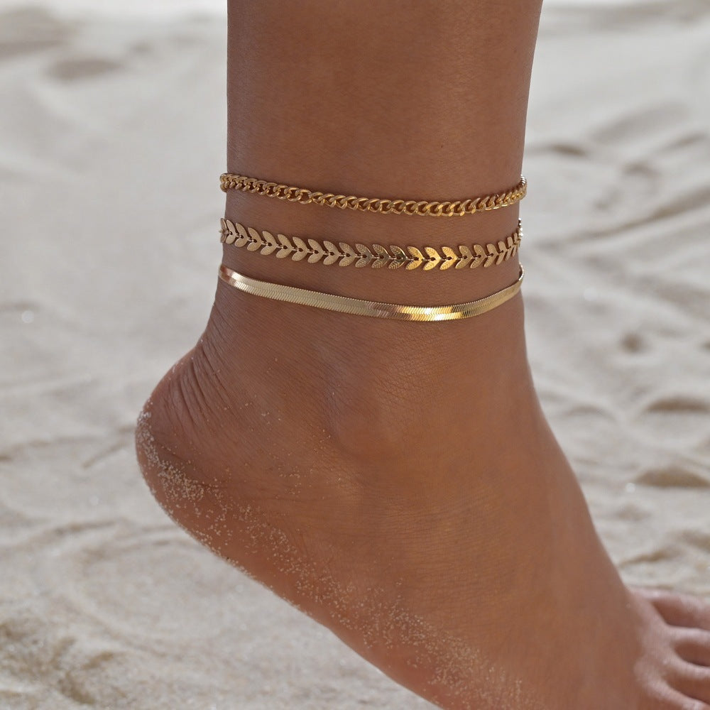 Chain Leaves Anklets
