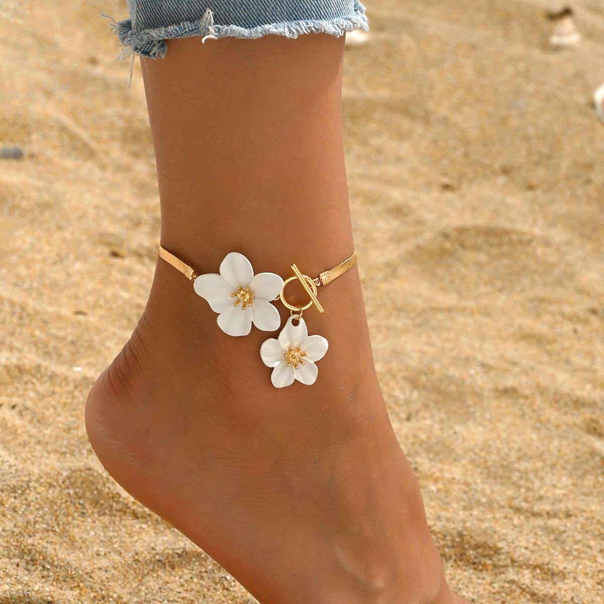 OT Buckle Flowers Anklet