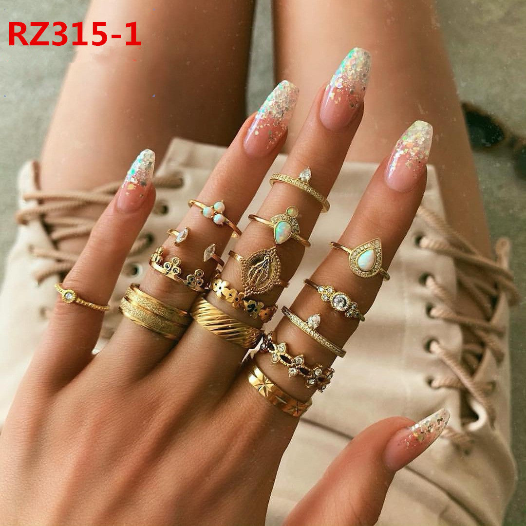 Diamond Bohemian Couple Ring Set
