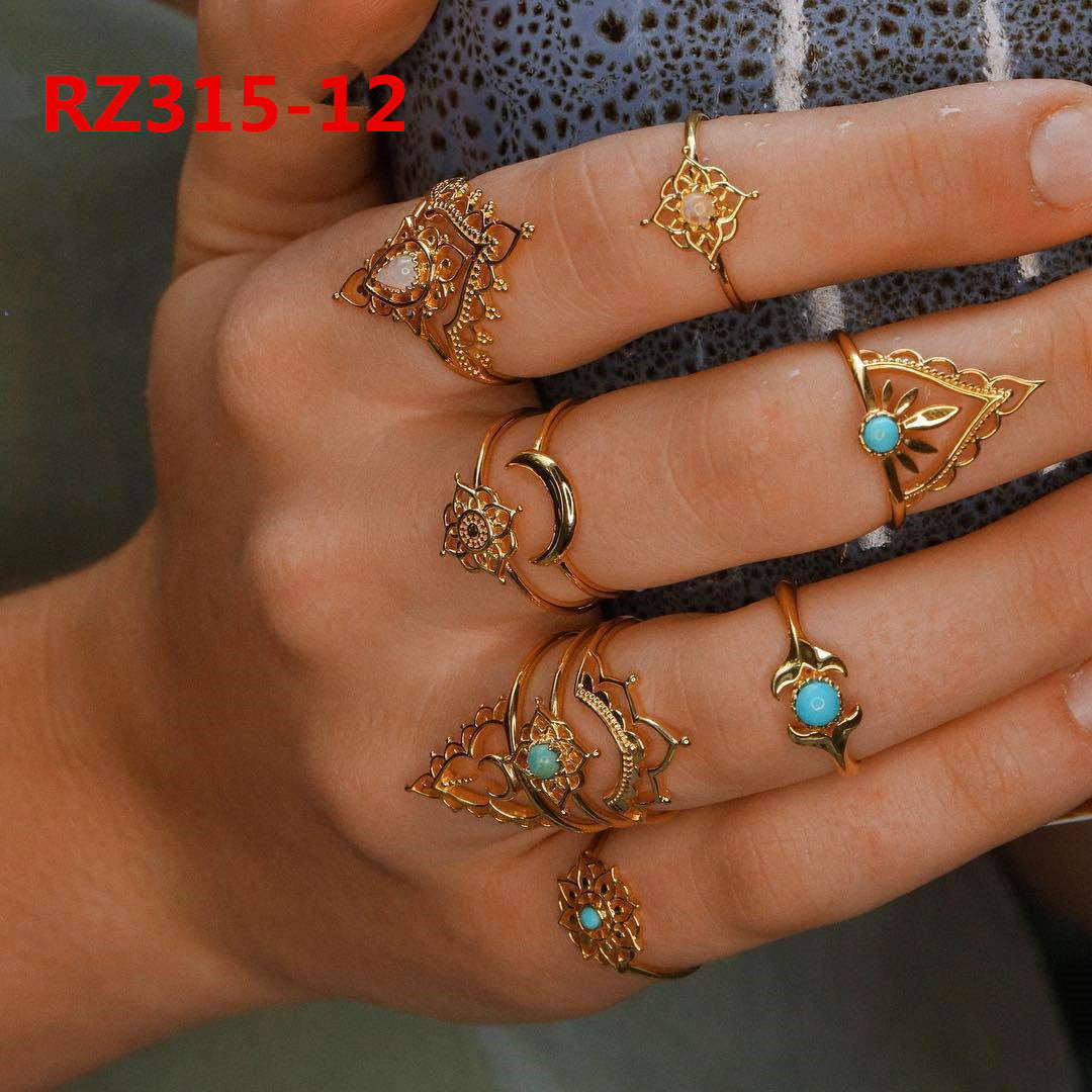 Diamond Bohemian Couple Ring Set