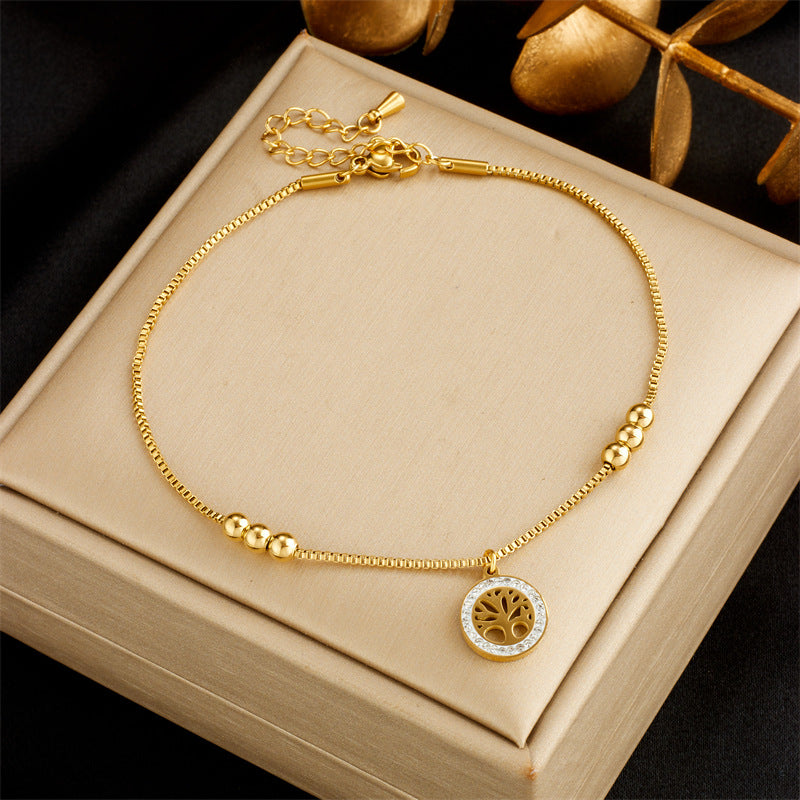 White Shell Life Tree Butterfly Anklet